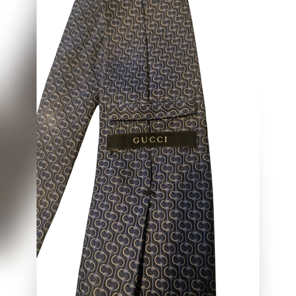 Gucci Blue Silk Printed Tie